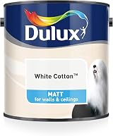 Dulux Matt Emulsion Paint For Walls And Ceilings White Cotton 2.5L