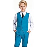 Yanlu Toddler Boys Formal Suits Set,Vest Pants Dress Shirt and Tie for Kids Boy Wedding Ring Bearer Oufit