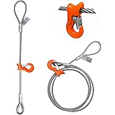 YATOINTO Single Leg Wire Rope Sling 1.4T/3300LBS Rated Load 8 FT Length 3/8 inch Dia Flemish Eye Loop to Heavy-Duty Thimble with Sliding Choker Heavy Duty Rigging Cable for Lifting and Towing Log