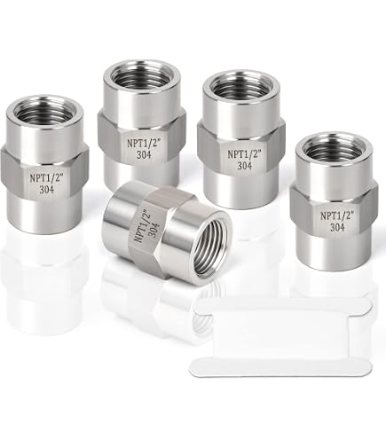 TAISHER 5-Pack Stainless Steel Pipe Fitting – 1/4" Male To 1/2" Female NPT Reducer Adapter - View #3
