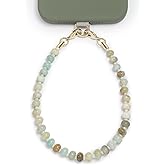 Posadina Natural Stone Phone Charm, Beaded Healing Phone Wrist Strap, Handmade Cellphone Chain Lanyard with Tether Tab