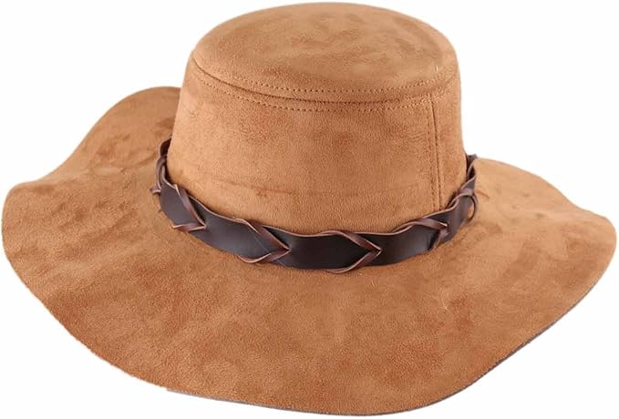 brown leather floppy hat