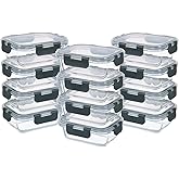 GULFLIN 24-Piece Small Glass Food Storage Containers with Lids Airtight, 1.5 Cup Meal Prep Containers Set, Microwave&Dishwash