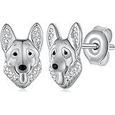 German Shepherd Earrings/Dachshund Earrings/Yorkie Earrings/Schnauzer Earrings 925 Sterling Silver Dog Jewelry Animal Stud Earring Birthday Gift for Women Dog Lover
