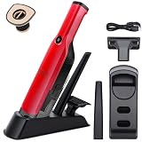 Handheld Vacuum Cordless,15KPA High Power Suction,USB Quick Charge,Car Vacuum Cleaner with Storage Dock,Lightweight Rechargeable Dust Buster with Crevice Tool Pet Brush Hand Vac for Home,Red