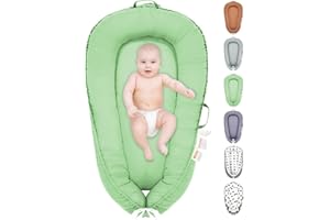 YTUGNE Baby Lounger, 100% Cotton Newborn Lounger for 0-24 Months, Co Sleeping Breathable & Soft Baby Nest, Infant Lounger Baby Floor Seat, Portable Lightweight Lounger Newborn Babies Essentials(Light Green)