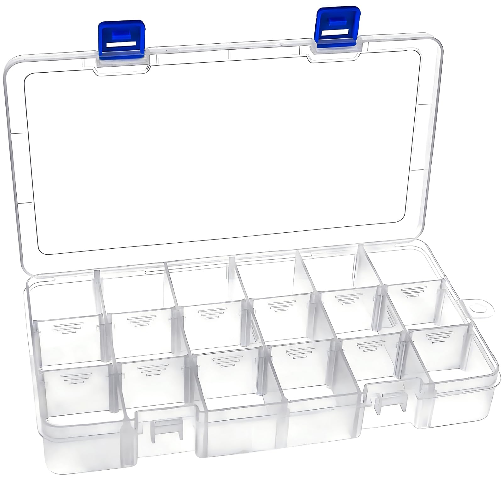 Craft Storage Boxes with Compartments,Qualsen Plastic Storage Boxes,Storage Box Organizer with Lids,Divider Jewellery Box for Beads Earring Tool Box for Fishing Small Accessories (18 Grids,White x 1)