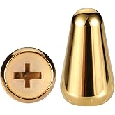 YiJunHui 2-Pack Chrome 5-Way Switch Tip &amp; Knob Cap Set for Fender Strat/Telecaster | Durable Metal Replacement Parts with Polished Finish (Gold)
