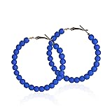 Chic Resin Beaded Hoop Earrings Mixed Color