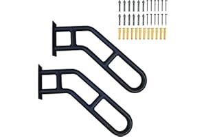 GLEEFURNY 2 Pack Bent Stair Handrails for Outdoor Steps，Hand Railings for 1-3 Steps with Black Matte Finish，Wall Mounted Railings Safety Grab Bar with 2 Anti-Skid Crossbar for Garage, Porch, Garden, Yard