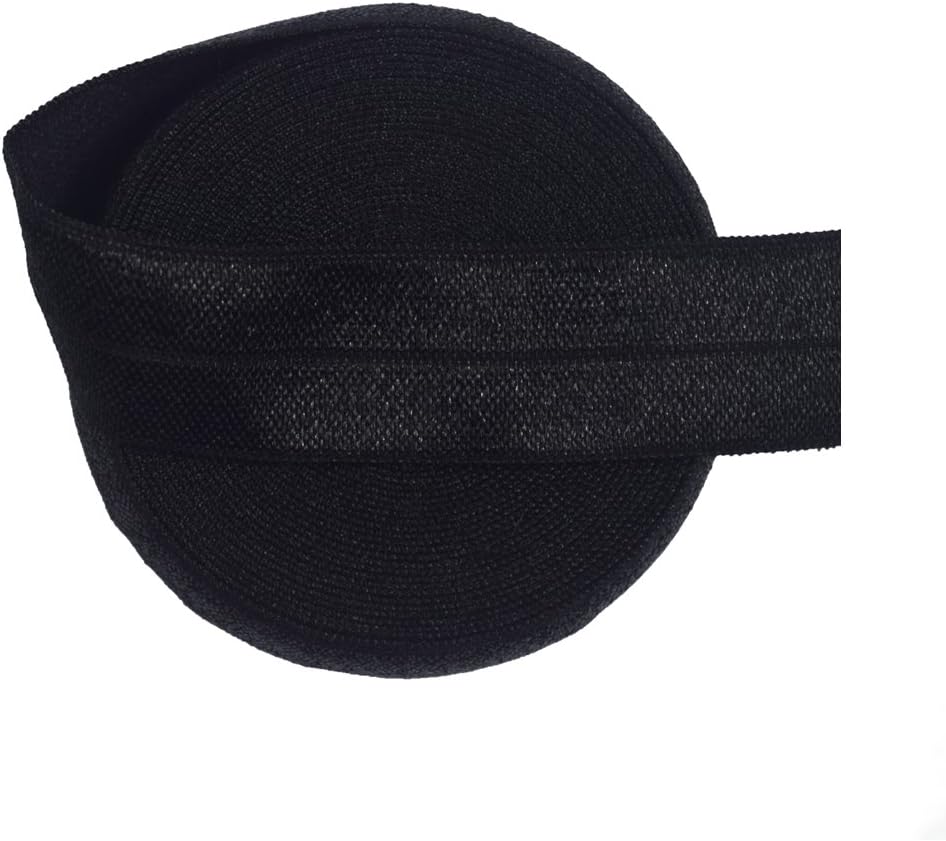 5 Yard 3/4" 20mm FOE Fold Over Elastic Spandex Satin Band Lace Dress DIY Sewing Trim Craft(Black)