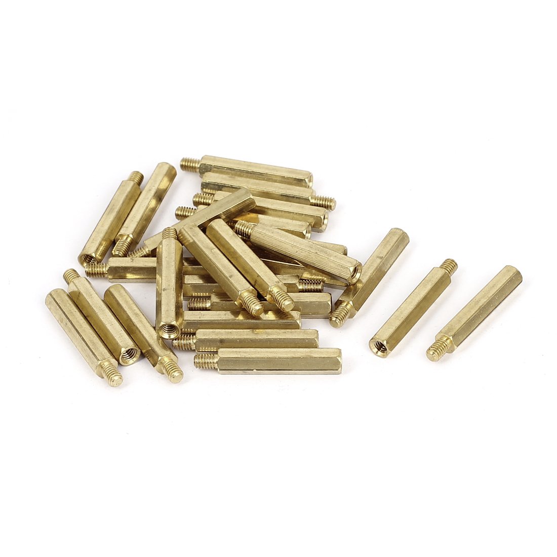 Sourcingmap M4x30+6mm Female/Male Threaded Brass Hex Standoff Pillar Spacer 25pcs