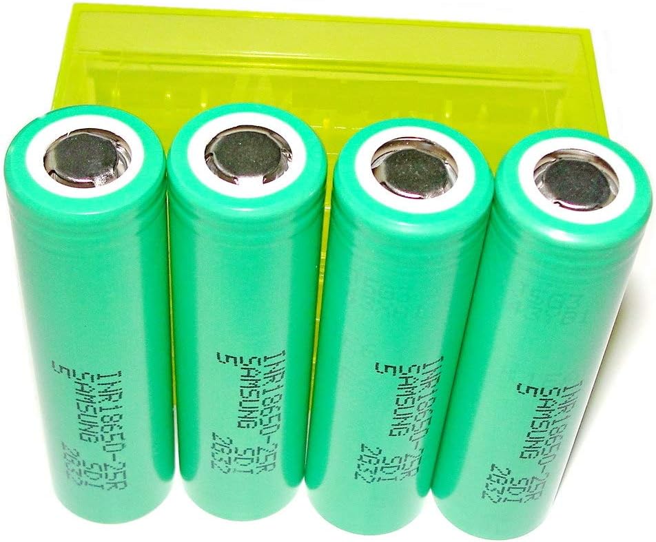 4 Pack of Authentic High Drain 25R, 2500mAh 3.7V 20A, Flat Top, 18mmX65mm, for Power Tools etc