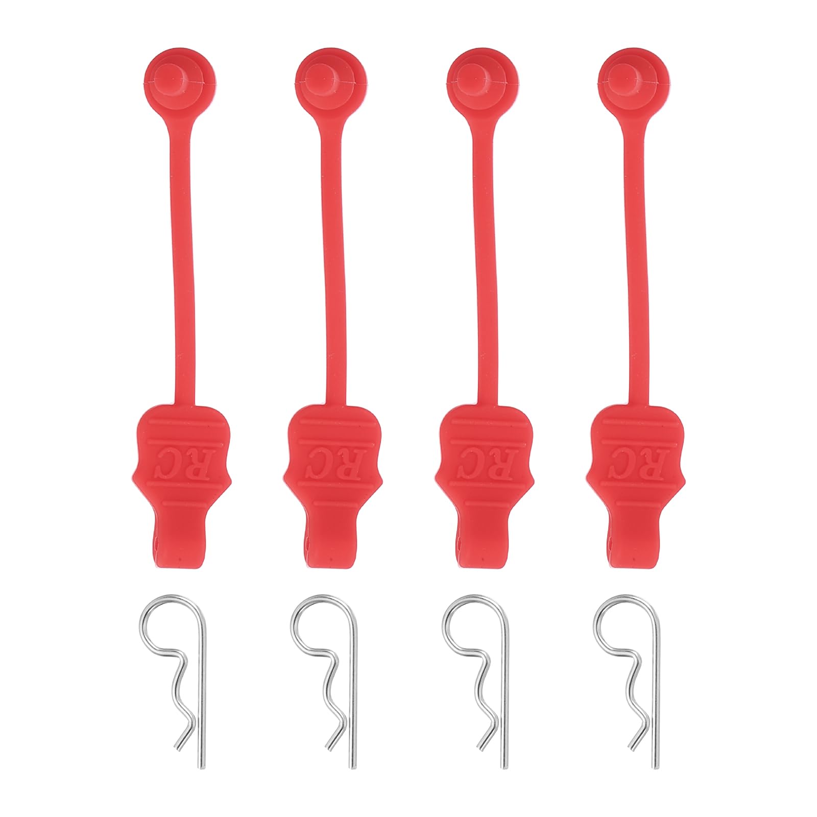 sourcing map 4 Pcs 1.4mm RC Body Clips with Pull Tabs, 45-Degree Bent Stainless Steel Car Clips for 1/8 1/10 Scale Model RC Car Truck Crawler Shell Replacement (Red & Silver