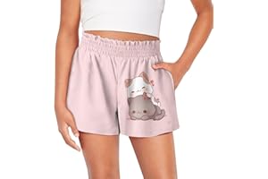 SCRAWLGOD Shorts for Girls 1-16 Years Old Girls Athletic Shorts Kids Summer School High Waist Butterfly Shorts