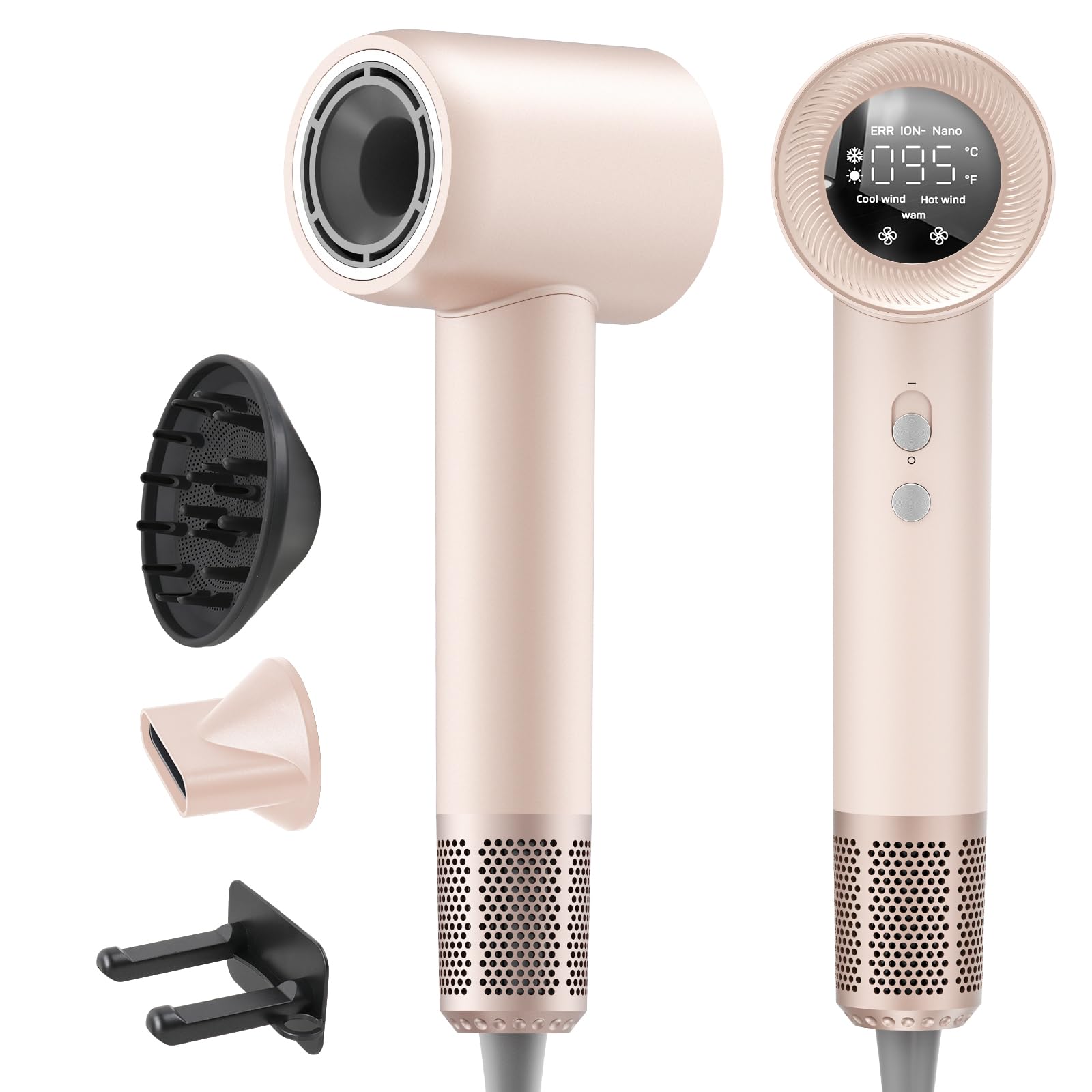 Photo 1 of Hair Dryer, 1600W High Speed Ionic Blow Dryer with 300 Million Negative Ions, 160000 RPM Brushless Motor for Fast Drying, 59dB Low Noise & 65M/S Hair Dryers for Home Travel, Pink