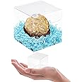 VGoodall Clear Favor Boxes,100pcs Plastic Gift Boxes Transparent Cube Boxes PET Boxes for Wedding,Party,Baby Shower,Bridal Sh