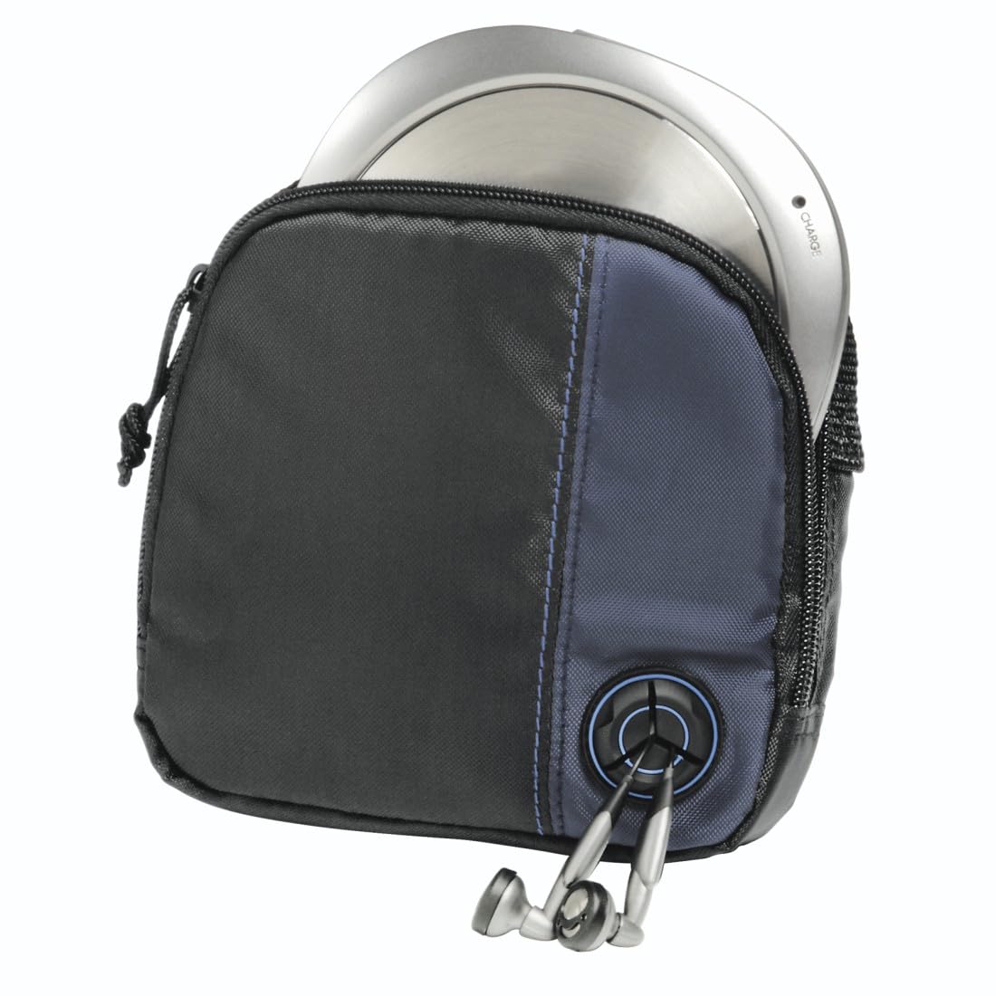 Hama CD Player Bag for Portable CD Player & Discman | Space for Storing 3 CDs | with Cable Outlet and Belt Loop | Black/Blue
