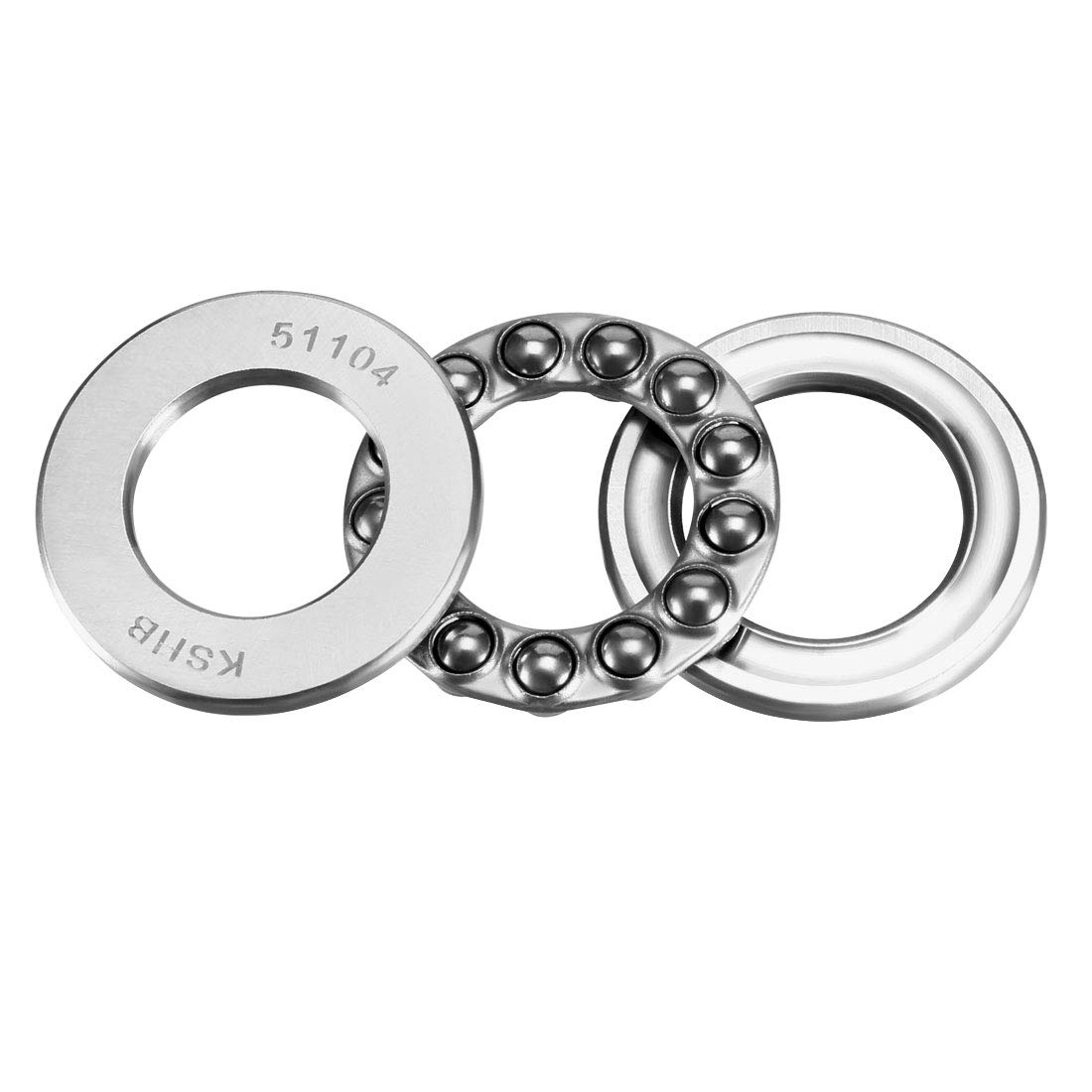 sourcing map 51104 Thrust Ball Bearings 20mm x 35mm x 10mm Chrome Steel ABEC3 Single Row Roller