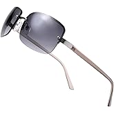 Minimalist Semi-rimless Rectangular Sunglasses for Men Women - Exquisite Packaging