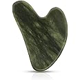 Contrybox Gua Sha Facial Tools, Jade Guasha Tool for Face & Eye Gua Sha Stone for Puffiness Reducing & Jawline Sculpting Face Stone Gua Sha Tools for Skin Care Woman GuaSha Stone Tool, Dark Green