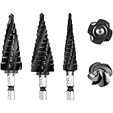 SALI Step Drill Bits Set HSS M35 1/4"-3/4", 1/8"-1/2", 3/16"-7/8" Four Spiral Flute Cobalt Step Drill Bit Hole Expander for H