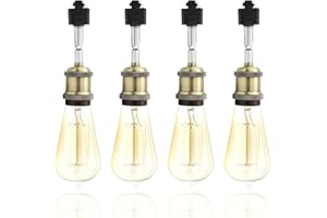 Hiiglxii E26 Track Light Heads H Type Track Lighting Heads Direction Adjustable LED Track Lights Fixture Dimmable for Kitchen, Retro Vintage Style, Bulbs Not Included - Pack of 4(Bronze)