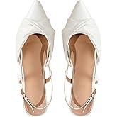 OYOANGLE Women's Pointed Toe Slingback Flats Twist Front Elegant Evening Prom Flat Dress Shoes