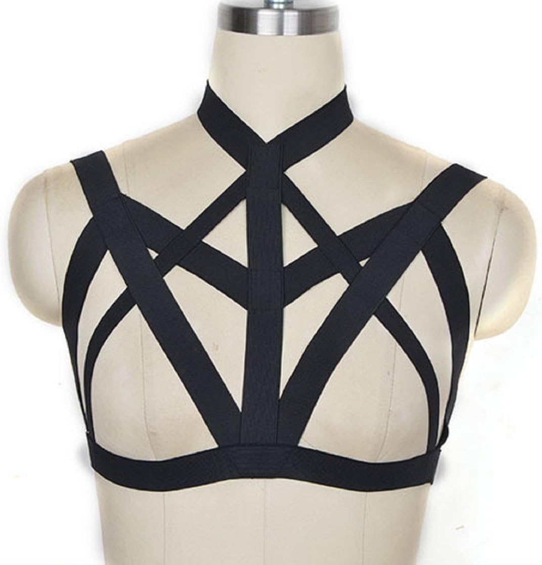 Efashionmx Womens Goth Harness Cage Bra