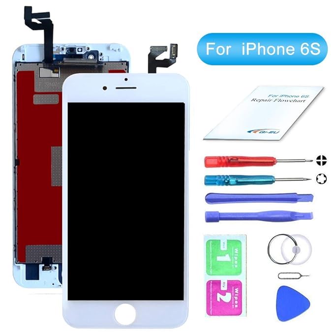 HTECHY LCD Touchscreen Kompatible with iPhone 6S Weiß Display Ersatz-Retina Display komplett Bildschirm Reparatur Glas mit We