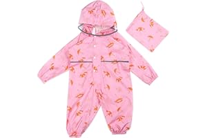 Toddler Boys Hoodie Rain Suit Cartoon Print Coverall Lightweight Windproof Raincoat Cute Comfy Rainwear For Kids Girls