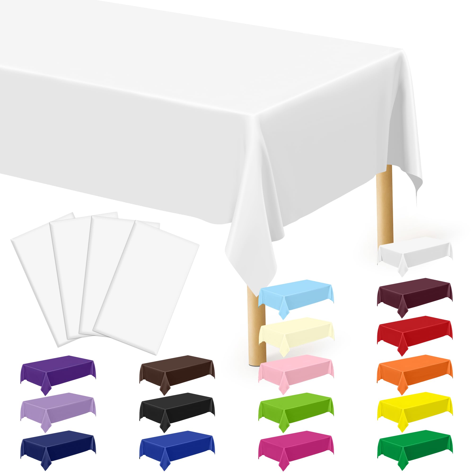 Photo 1 of 4 Packs White Plastic Tablecloth, Sturdy Disposable Table Cloth, 54 X 108 Inches Paper Table Cloths for Parties Disposable, Effortless Cleanup for Picnic Table Cloths Parties Birthday and Any Occasion