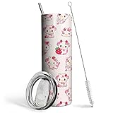 Strawberry Cow Tumbler with Lid and Straw,20oz