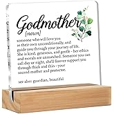 Godmother Gifts From Goddaughter Godchild Godson, God Mother Gifts for Birthday Christmas Mother's Day, Godmother Definition Clear Acrylic Desk Decorative Sign for Home Decor, 4 x 4 Inches