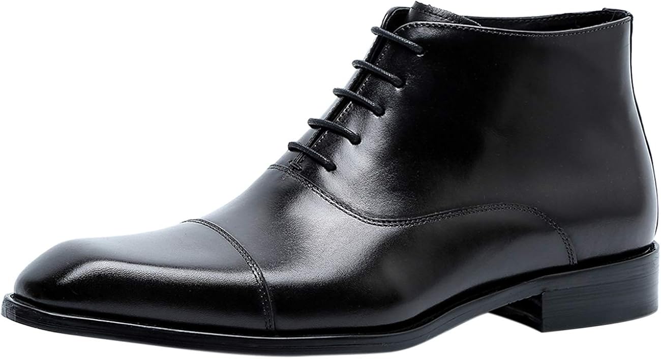 Mens Dress Ankle Laceup Oxfords Genuine Leather Cap Toe Fashion Chukka
