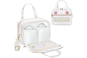 rain bunny Wearable Breast Pump Bag with Cooler and Ice Pack Compatible with Elvie Pumps and Medela Pump in Style, Pumps Cooler Bag with Shoulder Strap, Work, Travel and Family Use (White)