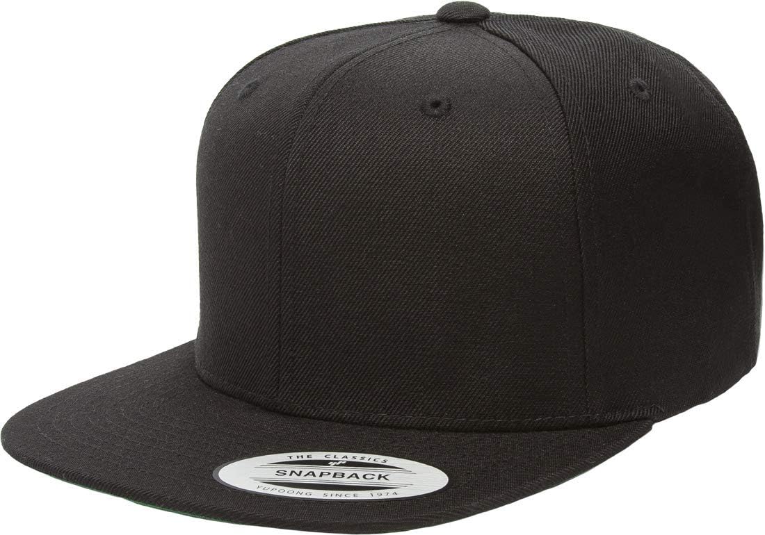 Yupoong Premium Classic Snapback Hat | Flat Brim, Adjustable Ballcap w/Hat Liner