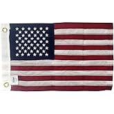 12x18" American Boat Flag - Marine Grade US Flag, Embroidered All Weather Nylon with Reinforced Stitching - for outdoor use, Made In USA