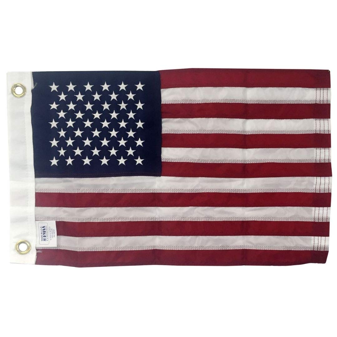 Photo 1 of 12x18" American Boat Flag - Marine Grade US Flag, Embroidered All Weather Nylon with Reinforced Stitching - for outdoor use, Made In USA