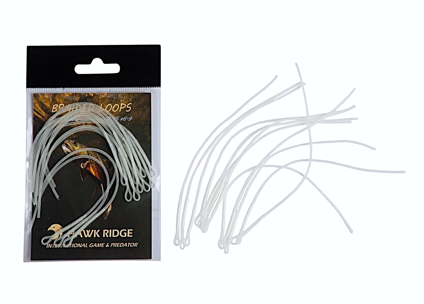 HAWKRIDGE - 12 Pieces of MEDIUM CLEAR Fly Fishing Braided Loops - Tight Weave Fly Line Connections - Size # 6-9 to 30lb