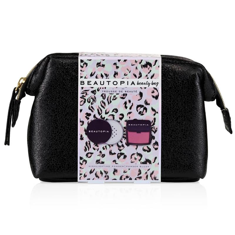 BEAUTOPIA COSMETICS BEAUTY BAG 3PC (HIGHLIGHTING POWDER, BLUSH POWDER & BAG)