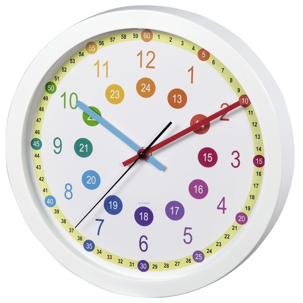 Hama Easy Learning Wall Clock (AA, Multicoloured, White, Plastic, Glass, 455 g, 30 cm)