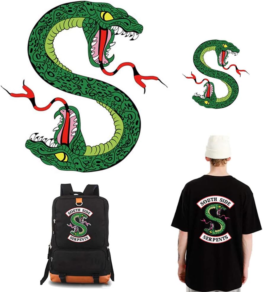 Riverdale Southside Serpents Iron on Patches Appliques Heat Transfer Stickers for Women Men Kids Jacket Shirts Clothing DIY Decoration A-Level Washable Stickers (2 Sheets)