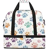 Foldable Travel Duffel Bag for Women - Carry on Personal Item Bag with Shoes Compartment, Weekender Overnight Duffle Bags Sport Tote Gym Luggage for Airplanes Traveling(Dog Paws)