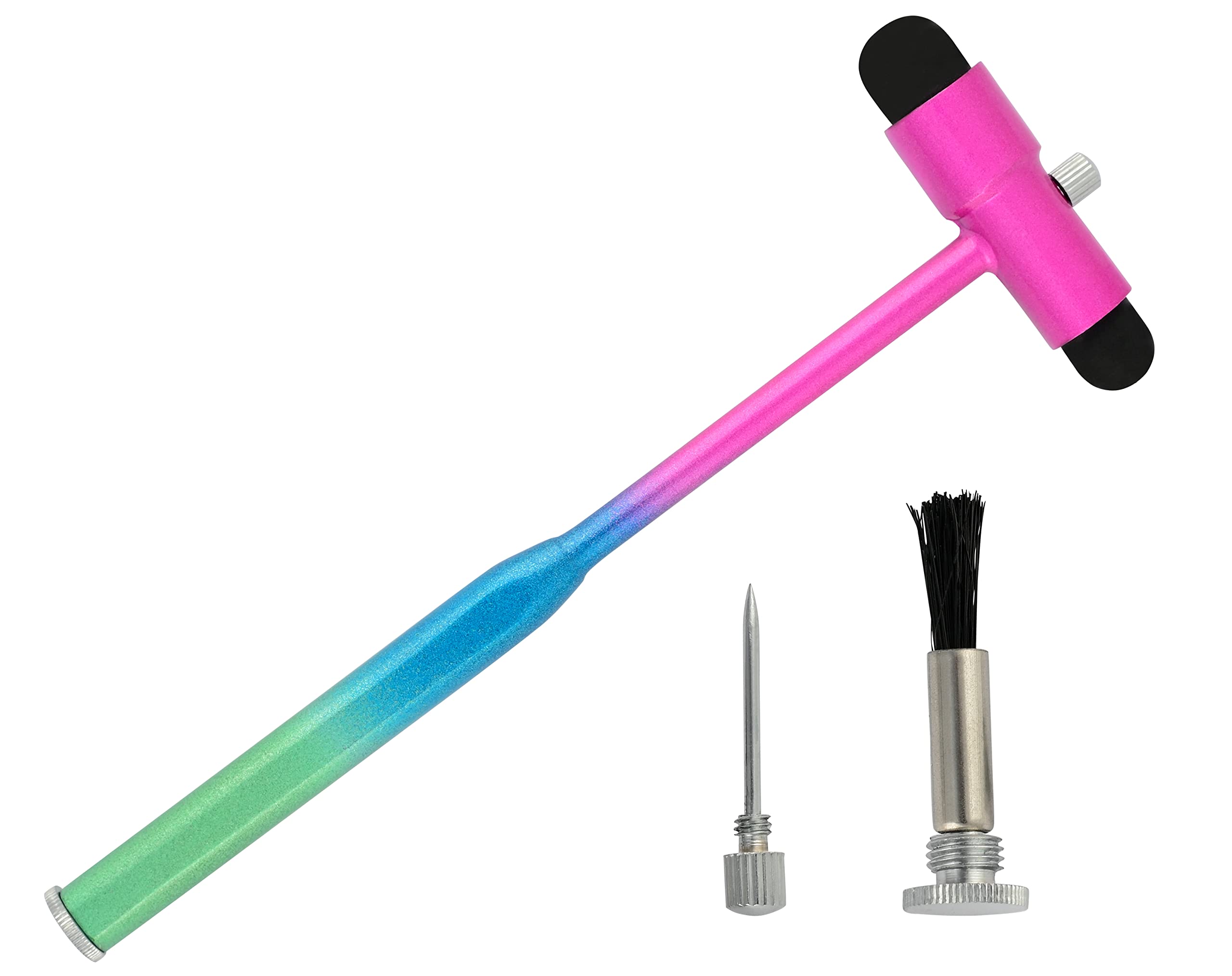 Innotech Buck Neurological Reflex Hammer with Brush and Needle for Skin Reflections and Surface Reactions (Pink-Blue-Green)