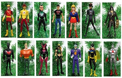 Justice League YOUNG JUSTICE Christmas Tree Ornaments - 4" Plastic Shatterproof Ornaments