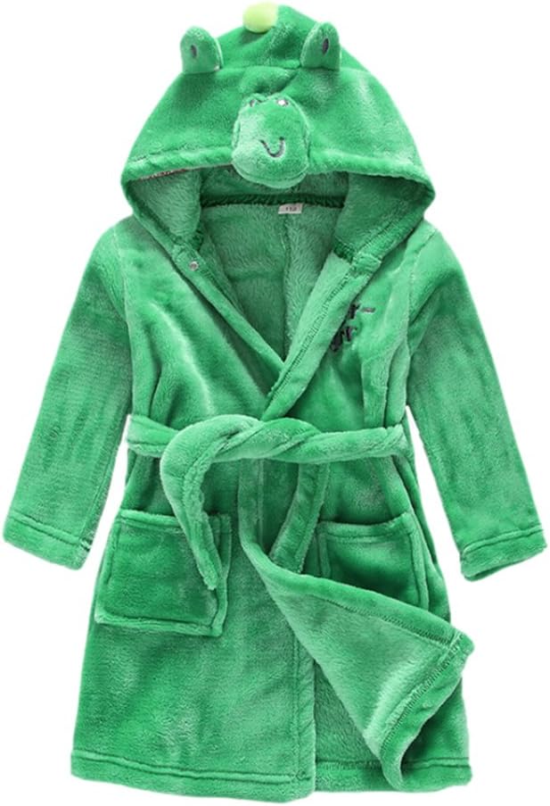 Unisex Baby Boys Girls Flannel Bathrobe Children's Hooded Pajamas Dressing Gown