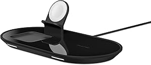 Mophie 3 in 1 Wireless Charge Pad - Qi Wireless 7.5W Charging Pad for Apple iPhone, Airpods, and Apple Watch - Polished Black (409903518)