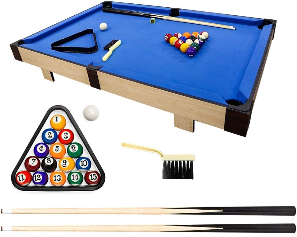 haxTON Tabletop Pool Table Set, Mini Pool Table, 36”x20”x3.14”, Travel-Size Billiard Tables, Game Table, Pool Games, Cues, and Rack, Balls : Sports & Outdoors