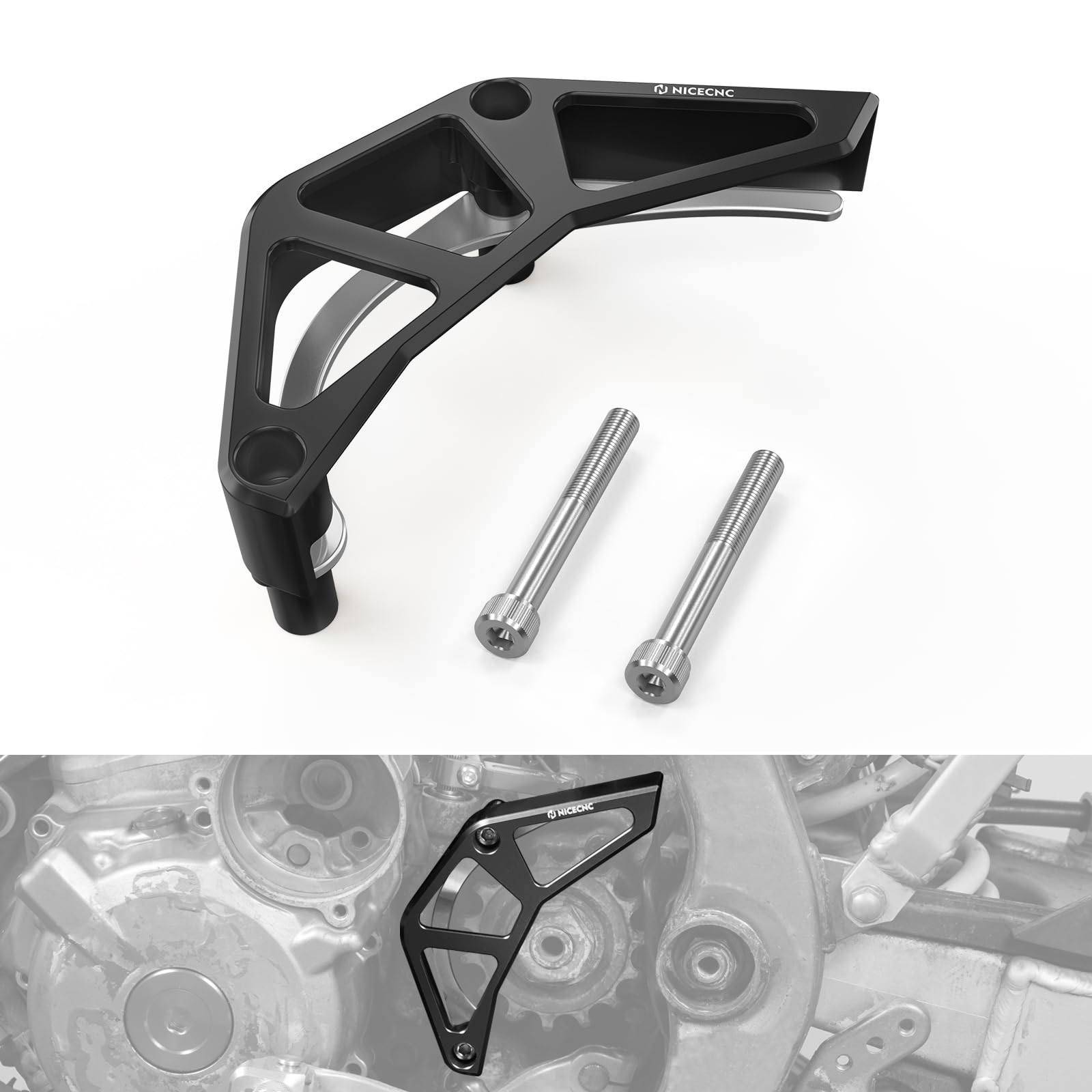 Photo 1 of NICECNC Black Front Sprocket Cover Guard Compatible with Suzuki DRZ400S DRZ400SM 2000-2024 See Fitment Motorcycle CNC Front Chain Guard Protector